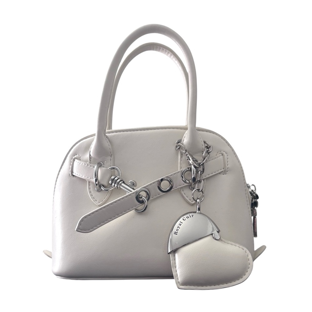 Elegant White Handbag with Heart Charm